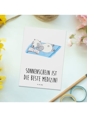 Mr. & Mrs. Panda Postkarte Sommer Sonnenschein mit Spruch in Weiß