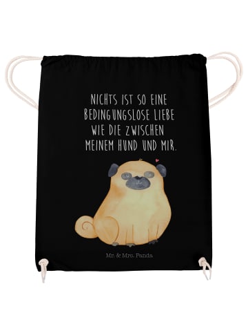 Mr. & Mrs. Panda Sportbeutel Mops mit Spruch in Schwarz