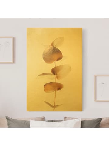 WALLART Leinwandbild Gold - Goldener Eukalyptuszweig in Gold