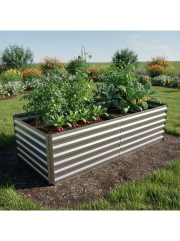 relaxdays Hochbeet in Silber - (B)200 x (H)60 x (T)100 cm