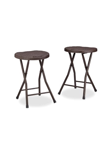 relaxdays 2x Klapphocker in Braun - (B)32,5 x (H)45 x (T)29 cm