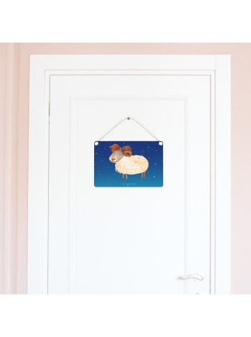 Mr. & Mrs. Panda Schild Sternzeichen Widder ohne Spruch in Sternenhimmel Blau