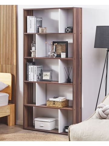Beliani Bücherregal ORILLA in Braun/Weiß - (W) 83 x (H) 174 x (L) 23 cm