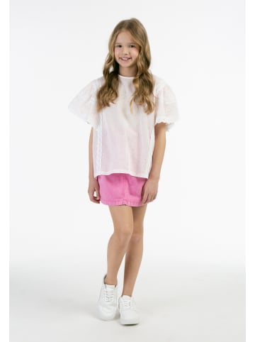 myMo KIDS Mädchen Bluse in Weiss Pinkorange Punkte