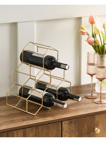 Beliani Weinregal LISTOWEL in Gold - (W) 35 x (H) 34 x (L) 15 cm