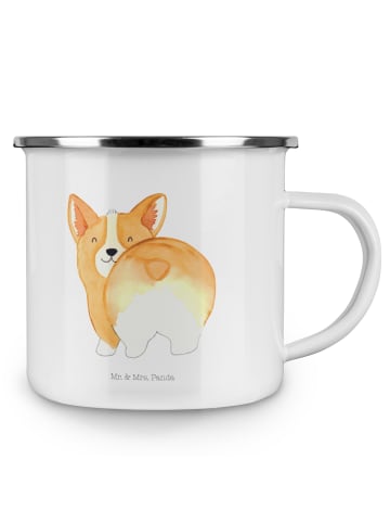 Mr. & Mrs. Panda Emaille Tasse Corgi Po ohne Spruch in Weiß