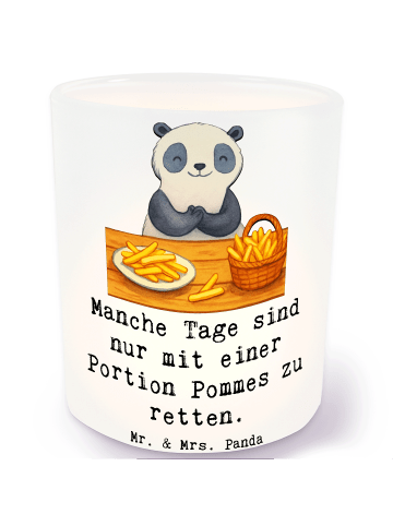Mr. & Mrs. Panda Glas Teelichthalter Panda Pommes Gebet mit Spruch in Transparent