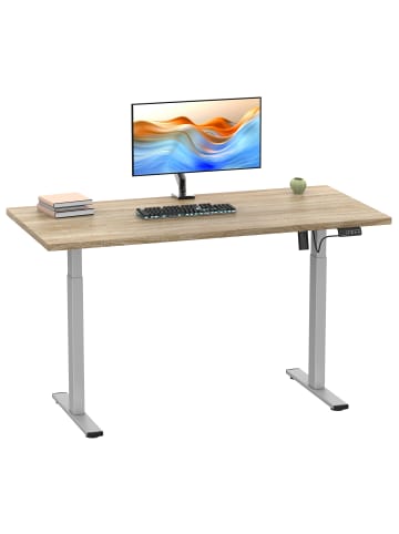 VCM  Schreibtisch Lona elektrisch verstellbar 110x50 in Silber / Sonoma-Eiche