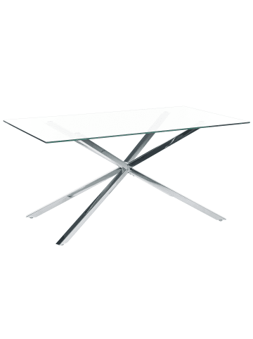 Beliani Esszimmertisch CORA in Silber/Transparent - (W) 90 x (H) 75 x (L) 160 cm