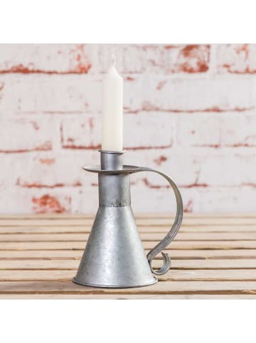 AltoBelli Kerzenhalter LEONARDO Metall Grau mit Henkel 13 cm
