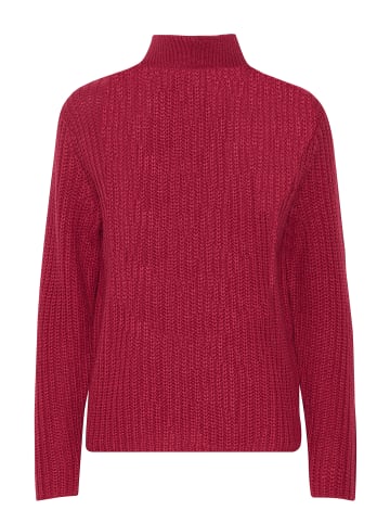 b.young Grobstrick Pullover Troyer Sweater mit Reißverschluss Kragen in Rot