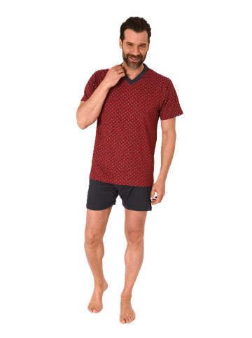 NORMANN kurzarm Schlafanzug Shorty Pyjama print - 77249 in rot