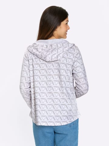 Sieh an! Sweatjacke in weiß-hellgrau-bedruckt
