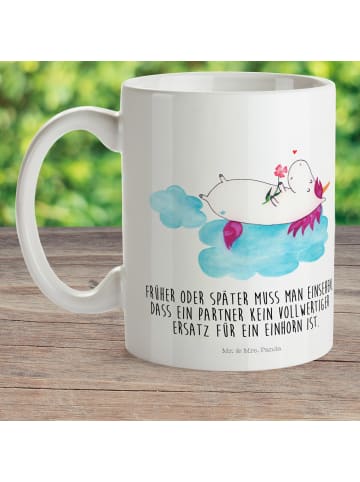 Mr. & Mrs. Panda Mehrwegbecher Einhorn Verliebt mit Spruch in Weiß