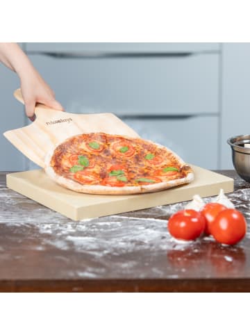 relaxdays Pizzastein in Natur mit Zubehör - (H)3 cm
