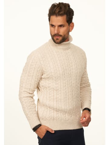 DAILY COTTON Strickpullover - als Grobstrick Pulli mit Zopfmuster für Herren in Beige