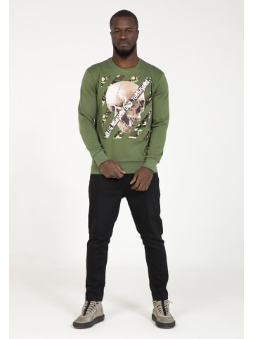 PLUS EIGHTEEN Herren Sweater Mit Print in Grün