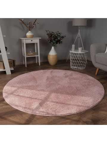 Teppich Kurzflor waschbar Einfarbig Wohnzimmer in Pink