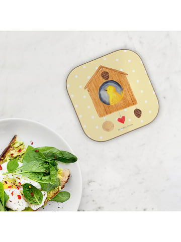 Mr. & Mrs. Panda Tassenuntersetzer Vogelhaus Home ohne Spruch in Gelb Pastell