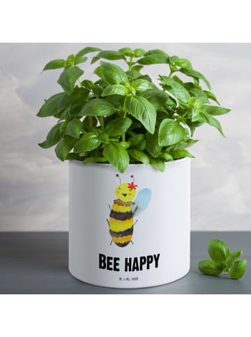 Mr. & Mrs. Panda Keramik Übertopf Biene Happy mit Spruch in Weiß