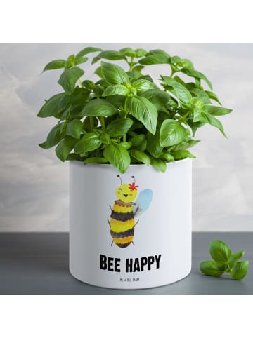 Mr. & Mrs. Panda XL Blumentopf Biene Happy mit Spruch in Weiß