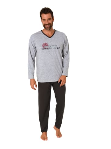 NORMANN Pyjama langarm Schlafanzug - 70398 in grau