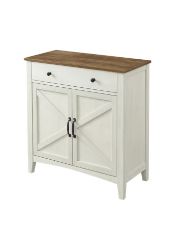 VASAGLE Küchenschrank Liry in Weiß-Braun - (B)80 x (H)80 x (T)40 cm