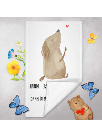 Mr. & Mrs. Panda Gästehandtücher Hund Liebe mit Spruch in Weiß