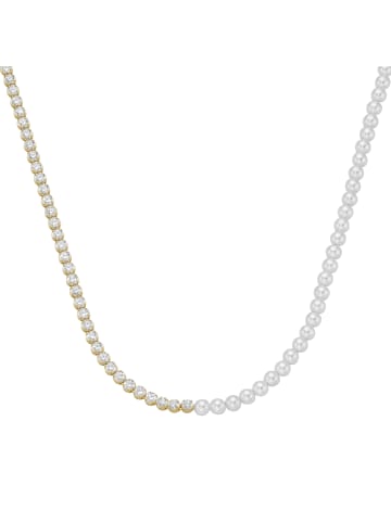 Smart Jewel Collier Zirkonia Steine, Kristallperlen in Gold