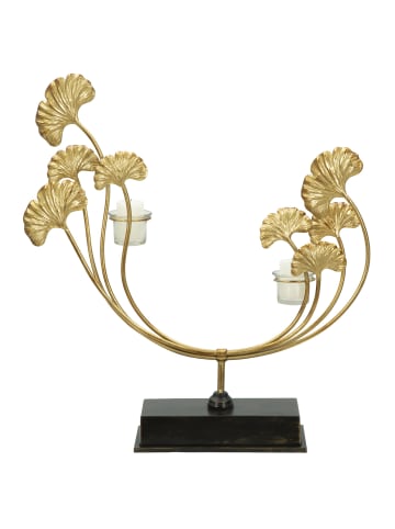 Mauro Ferretti Goldener Kerzenhalter aus Metall mit 2 Gläsern, 50 x 12 x 55 cm