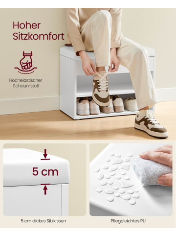 VASAGLE Schuhbank Custos in Mattweiß - (B)30 x (H)44 x (T)60 cm