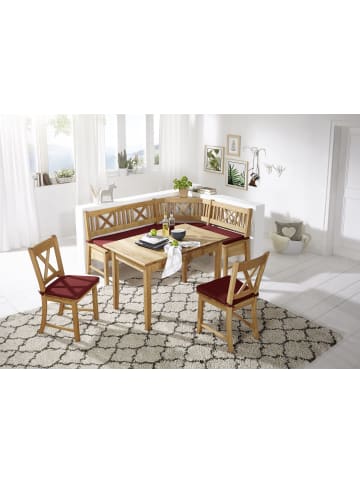 58 aufm Kessel ECKBANKGRUPPE im Landhausstil Damaris Massivholz Wildeiche/Weinrot