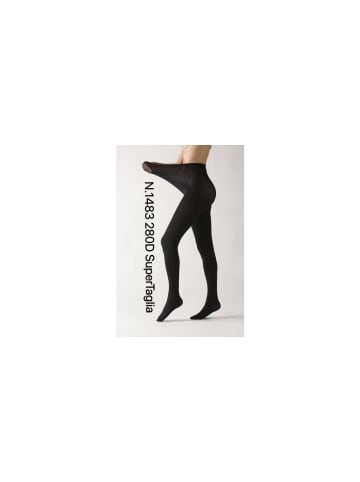COFI 1453 Damen Strumpfhose durchsichtig 280 Den Baumwollzwickel in Schwarz