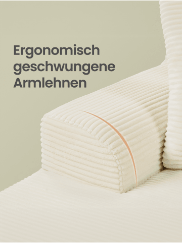 VASAGLE Ecksofa Camila in Weiß - (B)242 x (H)73 x (T)152 cm