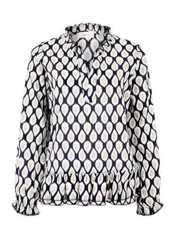 CARTOON Casual-Bluse mit Raffung in Blau/Beige