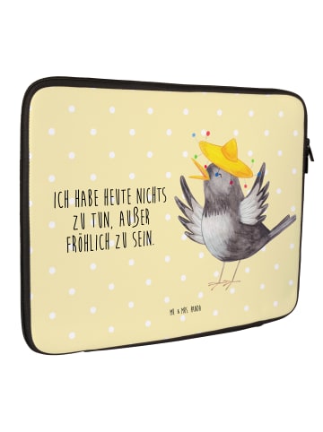 Mr. & Mrs. Panda Notebook Tasche Rabe Sombrero mit Spruch in Gelb Pastell