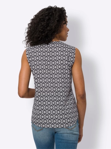 Sieh an! Blusentop in ecru-schwarz-bedruckt