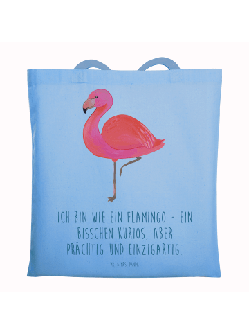 Mr. & Mrs. Panda Beutel Flamingo Classic mit Spruch in Sky Blue