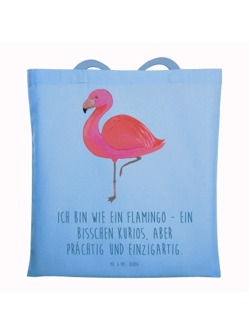 Mr. & Mrs. Panda Tragetasche Flamingo Classic mit Spruch in Sky Blue