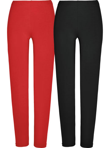 REDBEST Single-Jersey Leggings, lang 2er-Pack in rot/schwarz