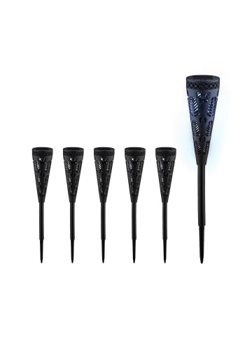 relaxdays 6 x Solarlampe in Schwarz