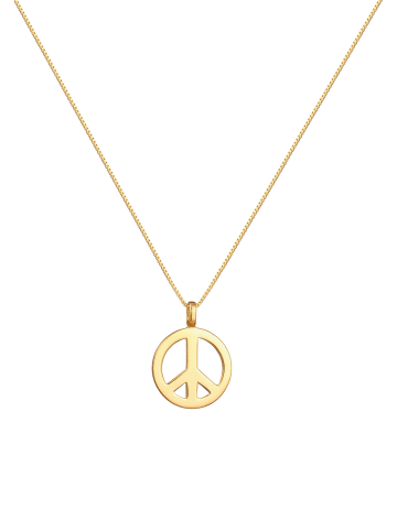 KUZZOI Halskette 925 Sterling Silber Peace-Zeichen in Gold