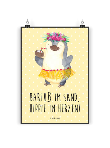 Mr. & Mrs. Panda Wandbild Sommer Hippie mit Spruch in Gelb Pastell