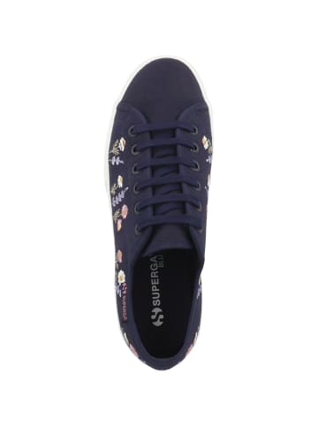 Superga Sneaker low 3740 Platform Flower Embroidey Leggera in dunkelblau