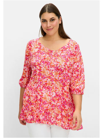 sheego Crêpe-Bluse in pink gemustert