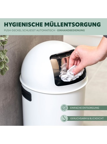 eluno Pushmülleimer 25 Liter aus Stahlblech, Retro Abfalleimer mit abnehmbarem Deckel