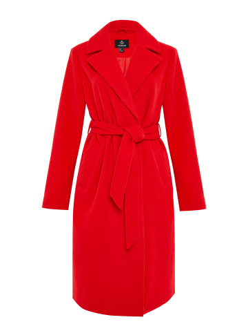 Threadbare Wollmantel THB Decaf Collar Belted Formal Coat in rot