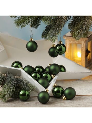 MARELIDA 16er Set Christbaumkugeln Weihnachtskugeln bruchfest D: 4cm in grün