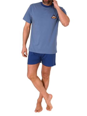 NORMANN Kurzarm Schlafanzug Shorty Pyjama - 86262 in blau