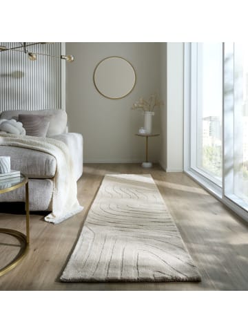 KADIMA DESIGN Wollteppich Wellen Abstrakt, Wohnzimmer in Beige